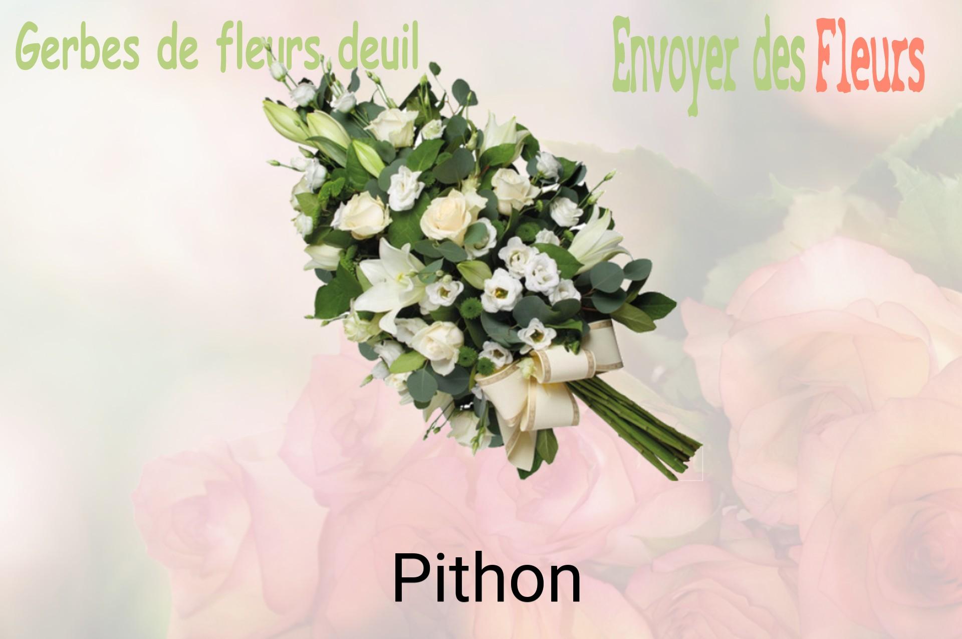 Gerbe de fleurs de deuil livrée à Pithon